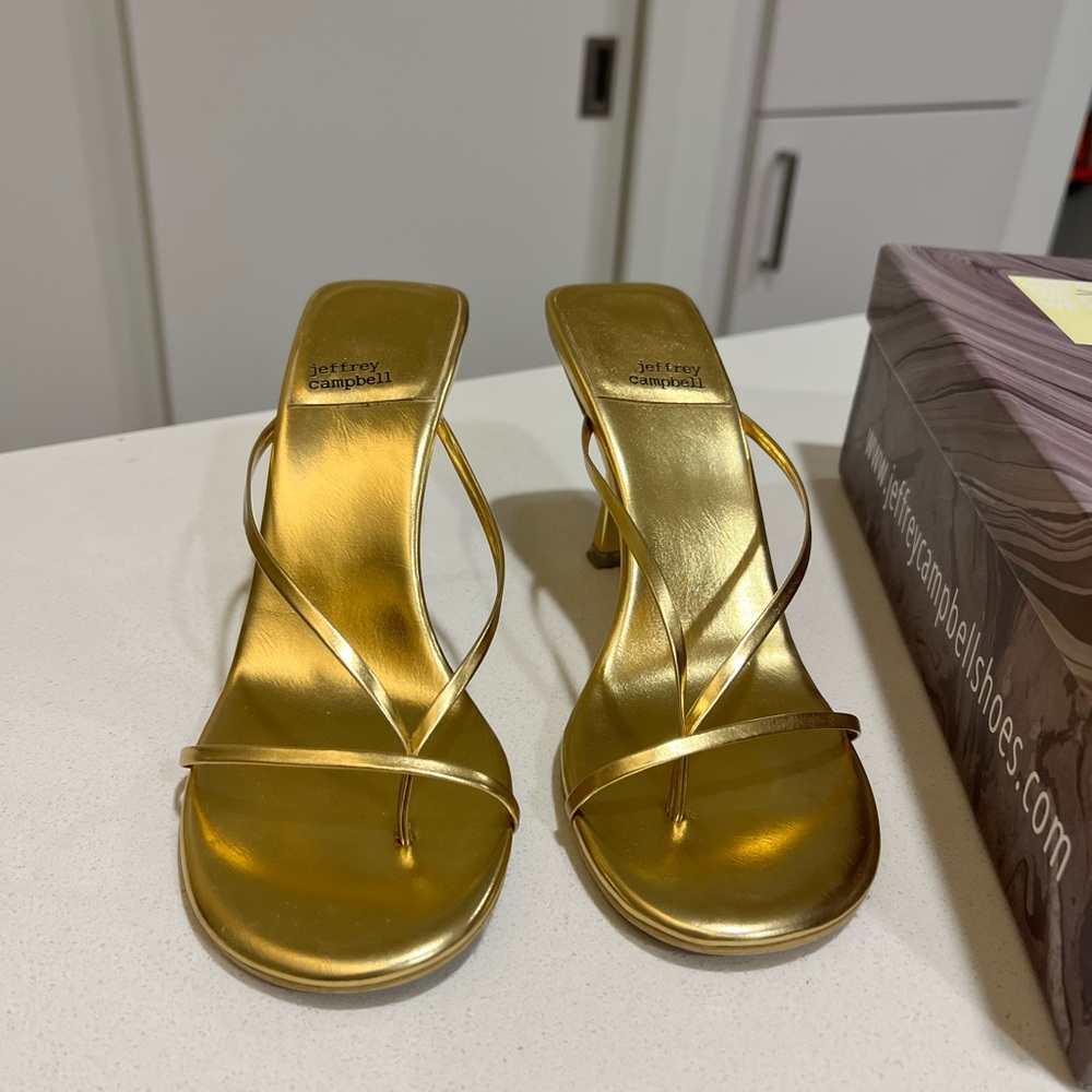 Jeffrey Campbell Gold strap heels